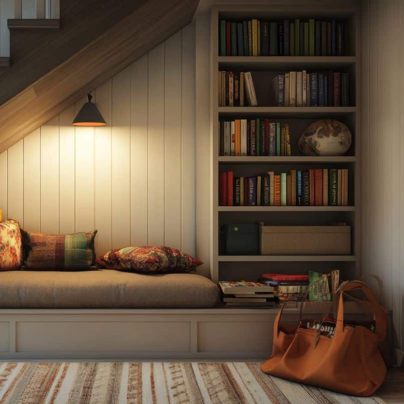photo of a cozy home family book nook